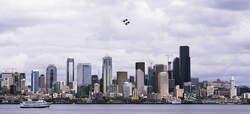 Seattle Skyline with Blue Angels